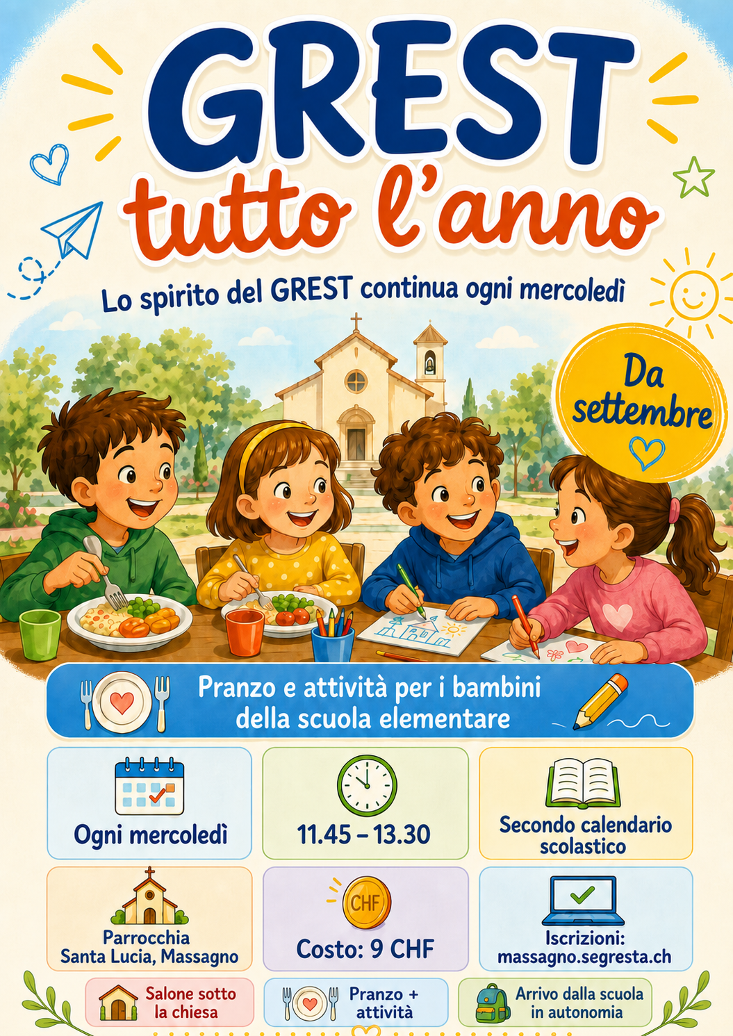 GREST tutto l’anno - mercoledì in parrocchia - mesi settembre e ottobre